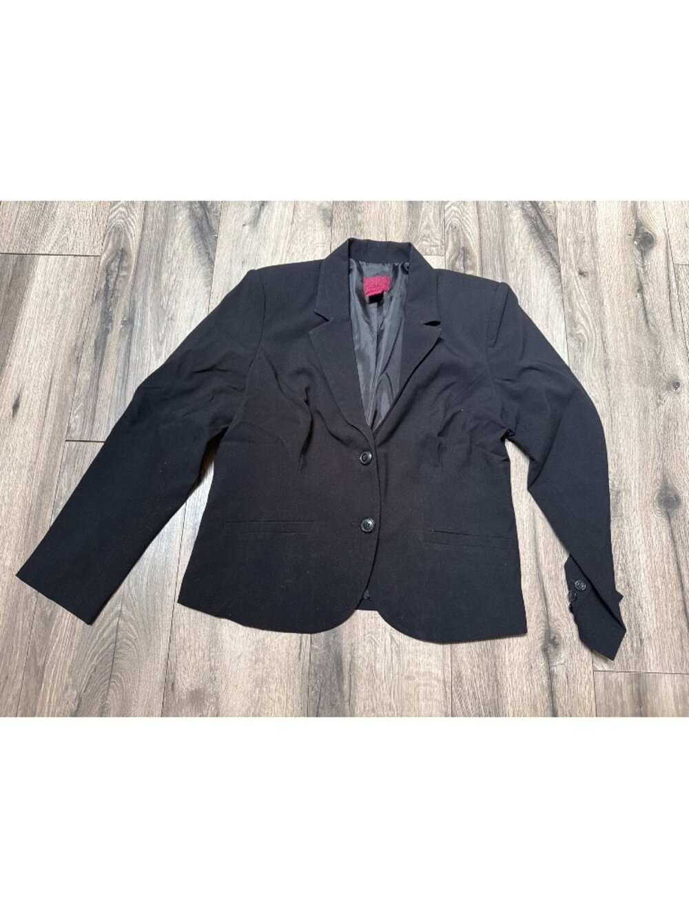 212 Collection Womens Black Blazer Jacket Size 12P Petite Two-Button Fully Lined
